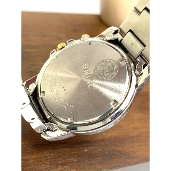 Seiko Men's Watch SNQ010 Quartz Blue Dial Perpetual Calendar Two Tone Steel 39mm - Picture 7 of 15